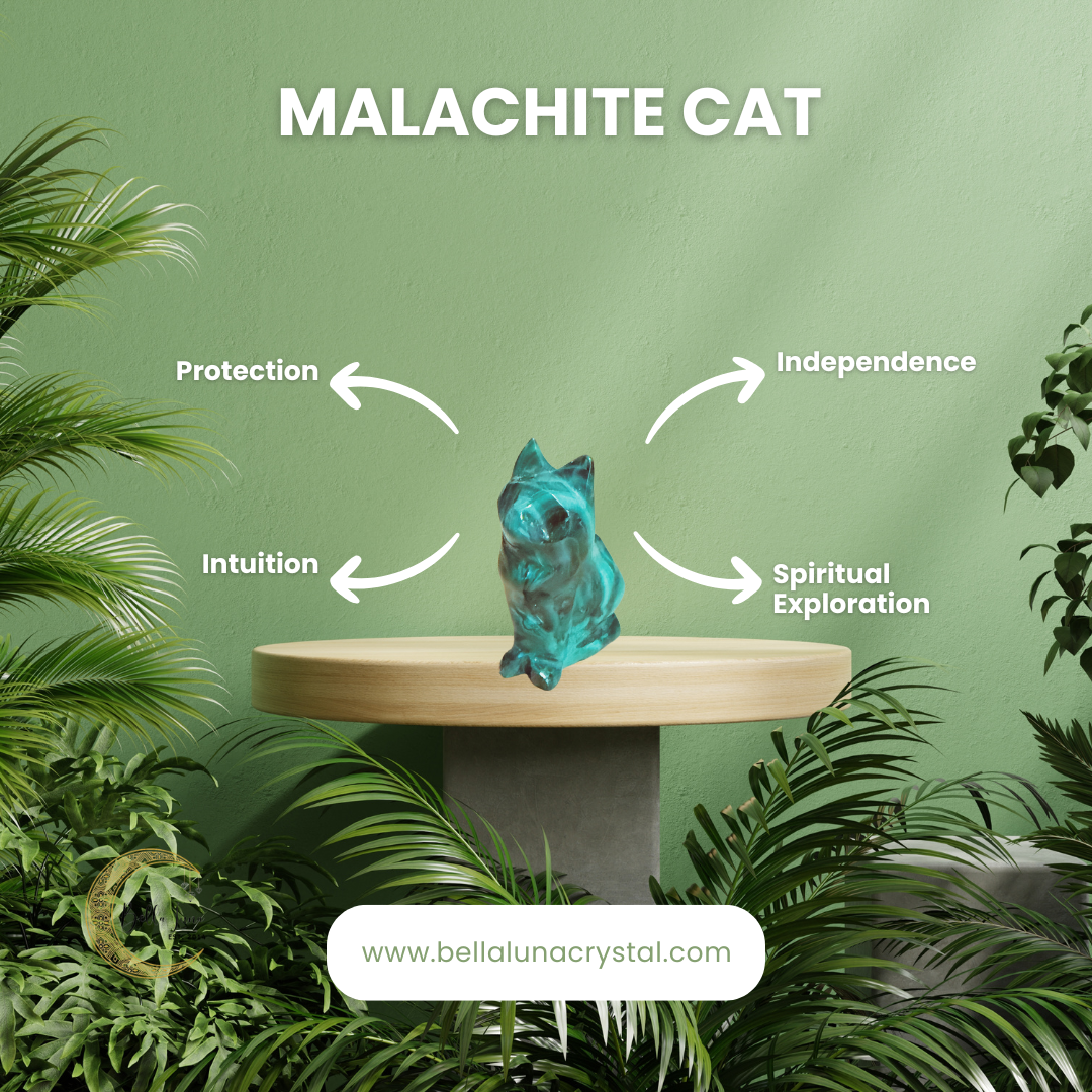 Cat Malachite Hand Carved