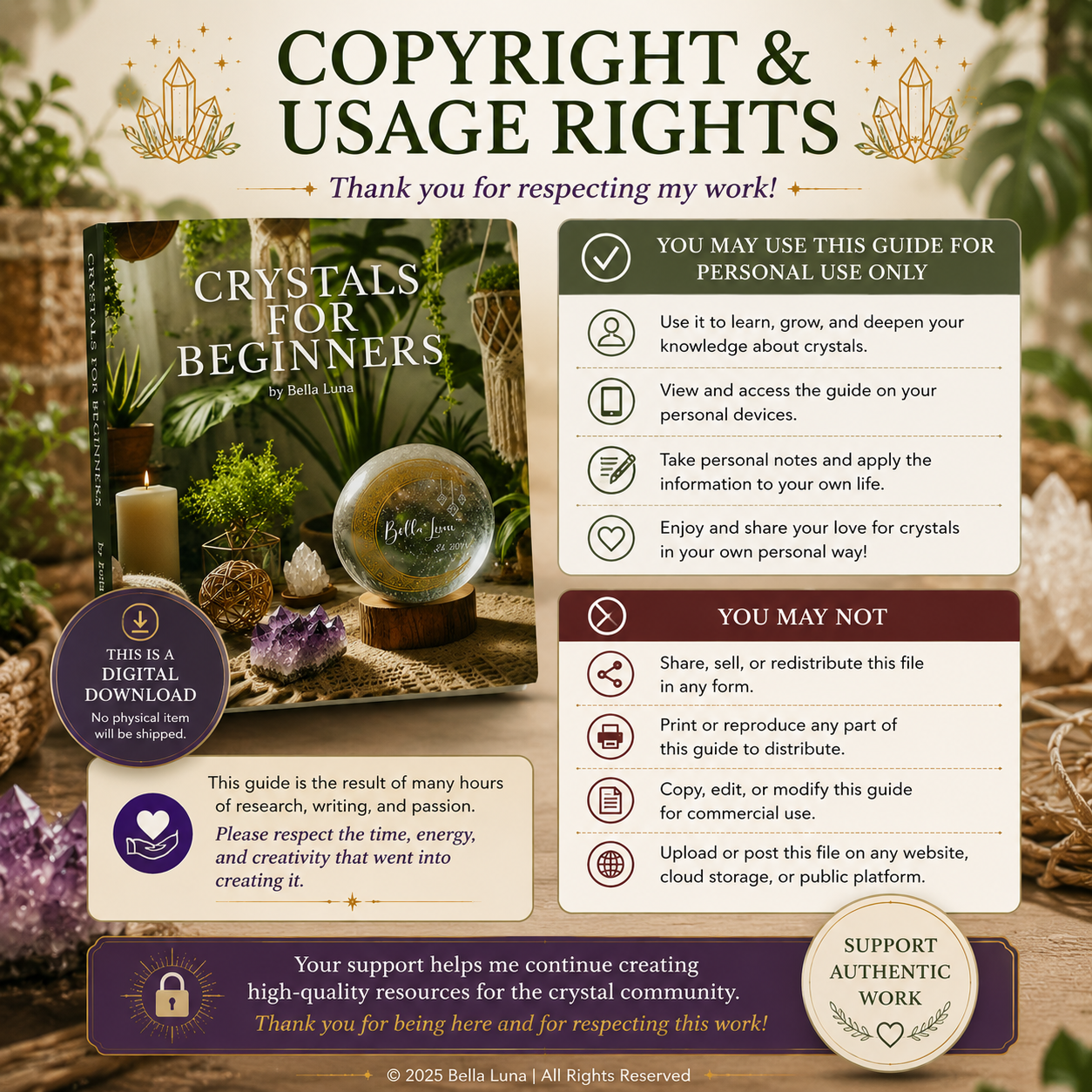 Crystals for Beginners PDF Guide | Crystal Meanings, Crystal Safety & Spiritual Starter Guide