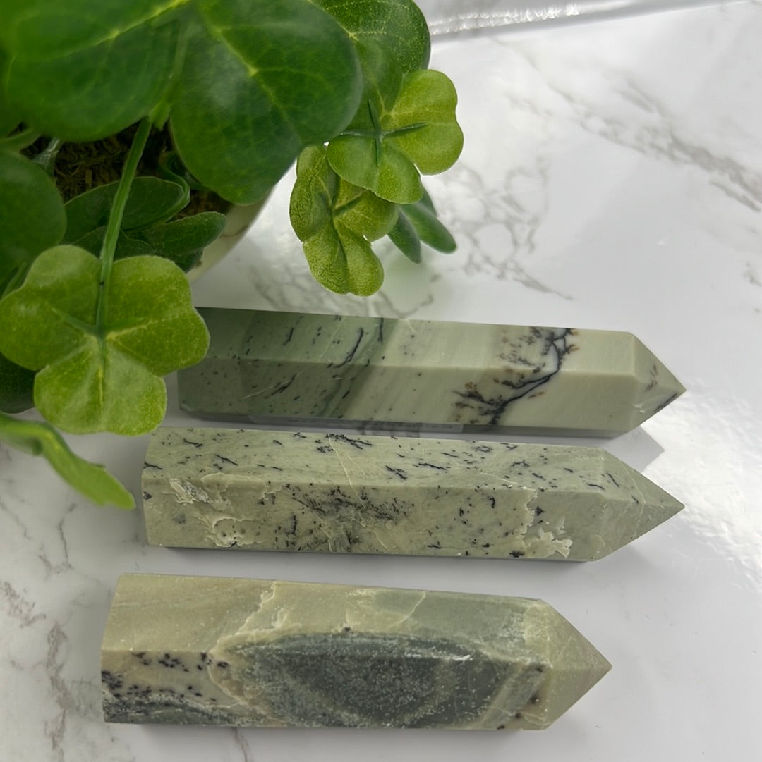 Dendritic Jade Tower (Green Pyroxene)