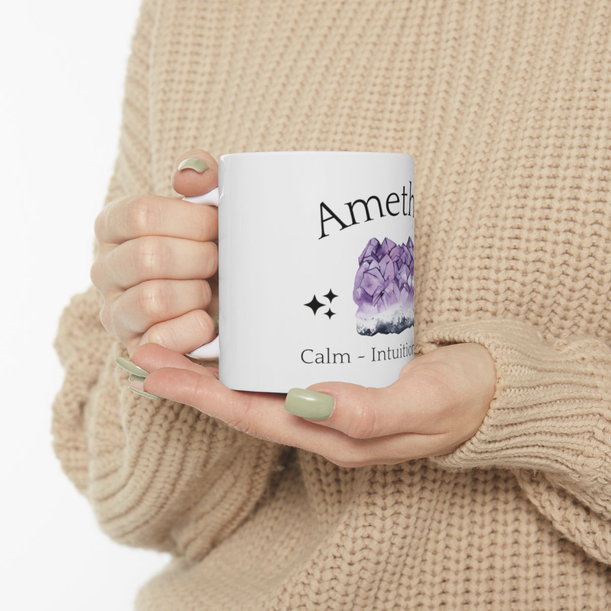 Amethyst Crystal Themed Ceramic Mug 11oz
