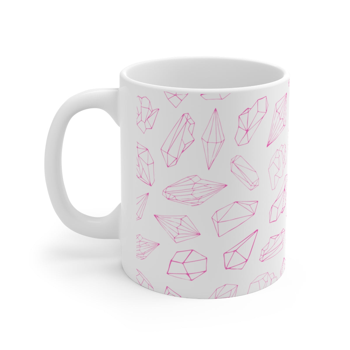 Crystal Themed Ceramic Mug 11oz Pink Crystals