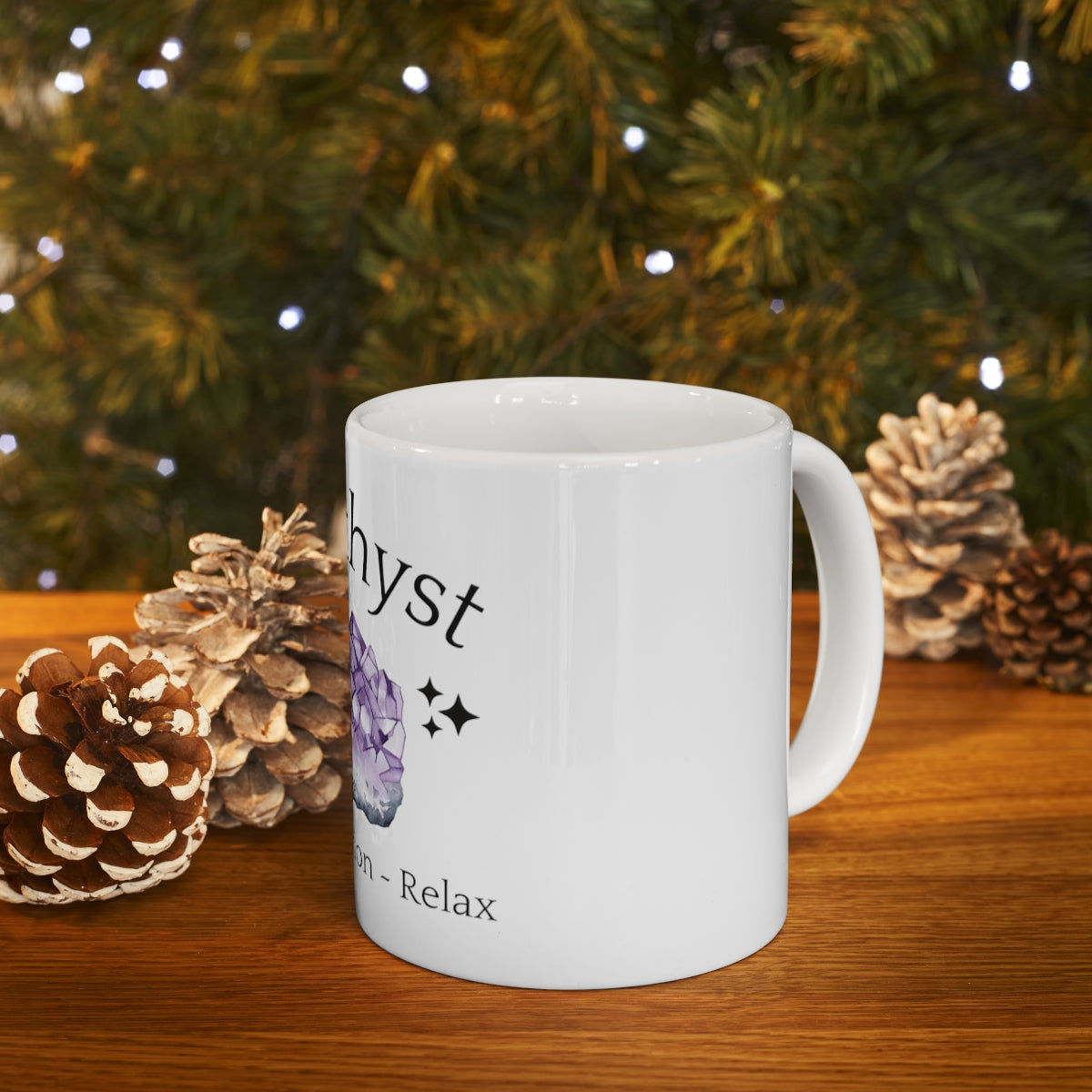 Amethyst Crystal Themed Ceramic Mug 11oz