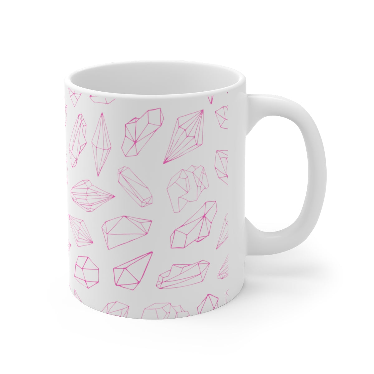Crystal Themed Ceramic Mug 11oz Pink Crystals