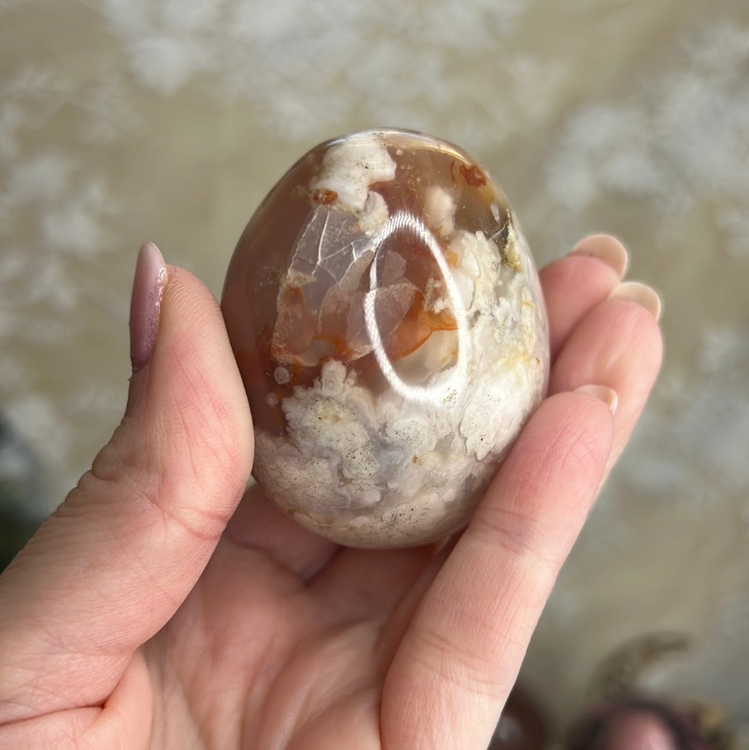 Flower Agate Palm Stone (D26)
