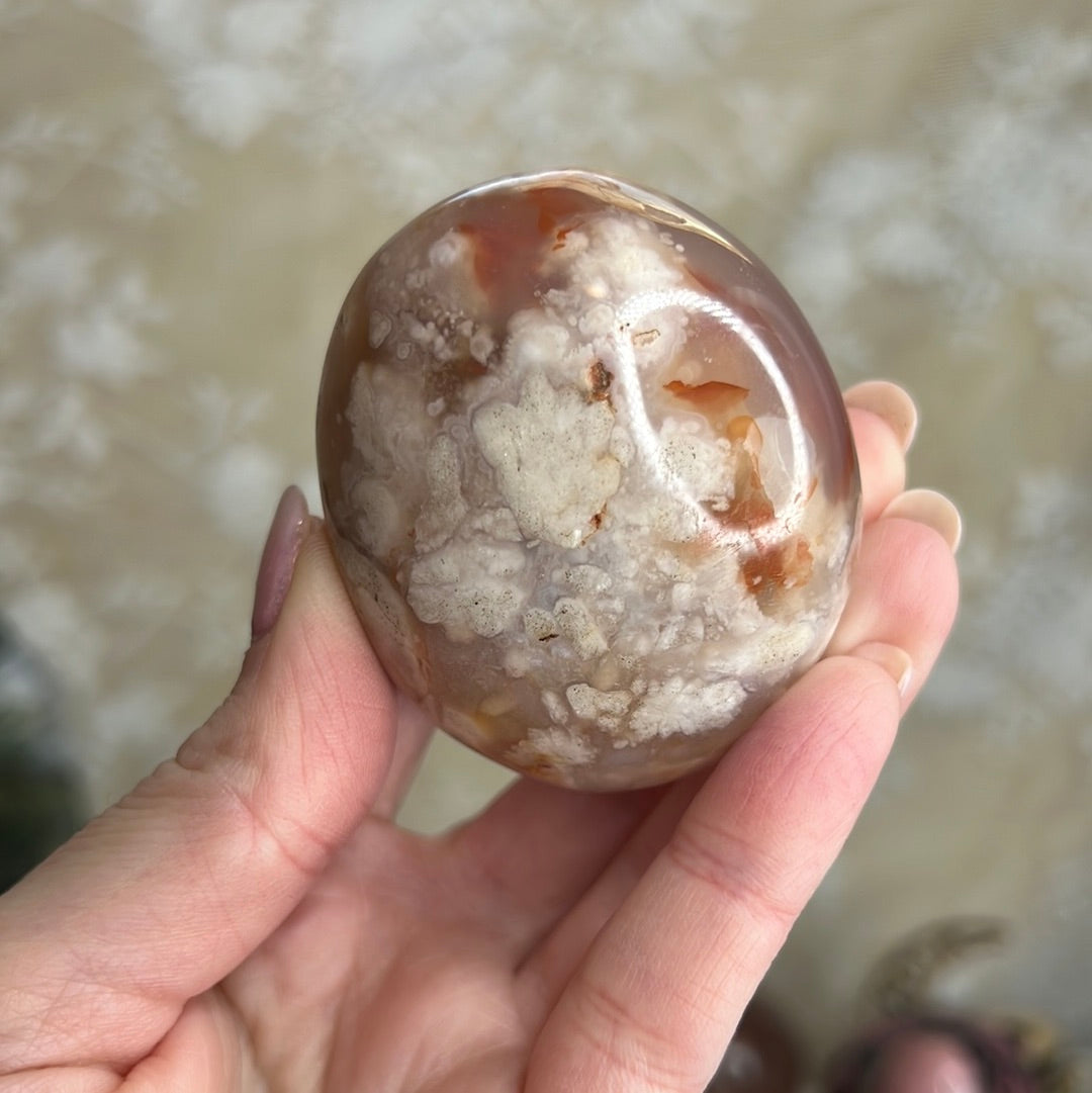 Flower Agate Palm Stone (D26)