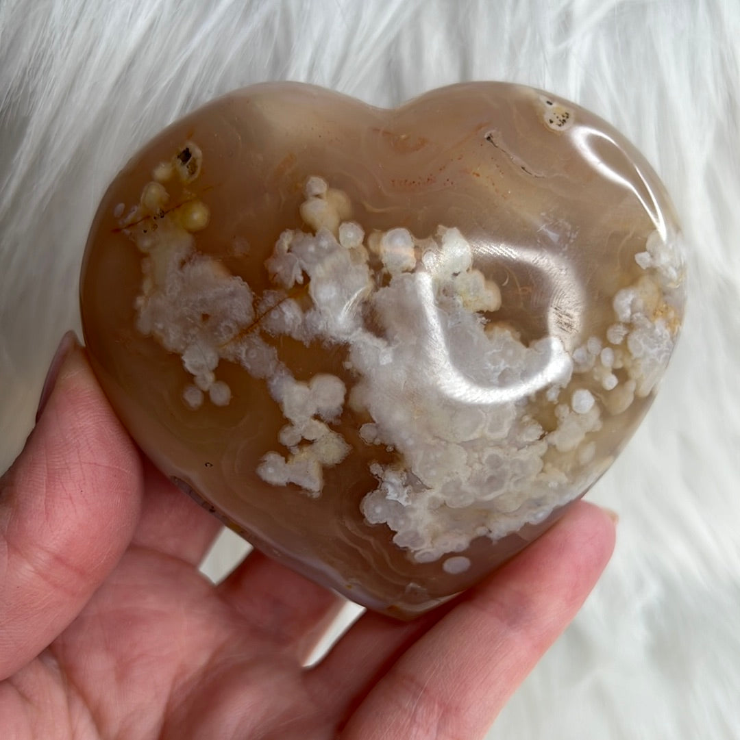 Flower Agate Heart (B72)