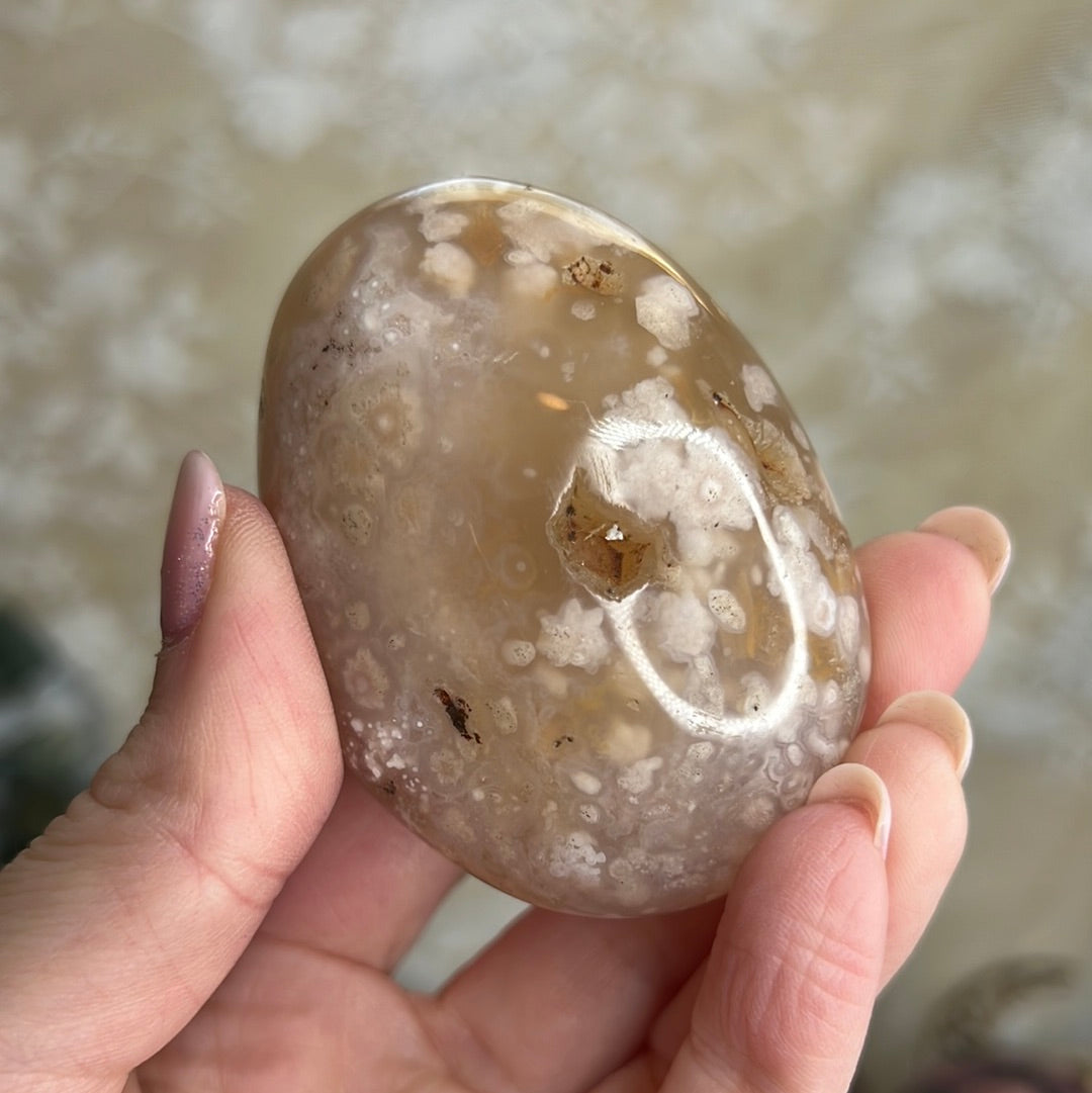 Flower Agate Palm Stone (C26)
