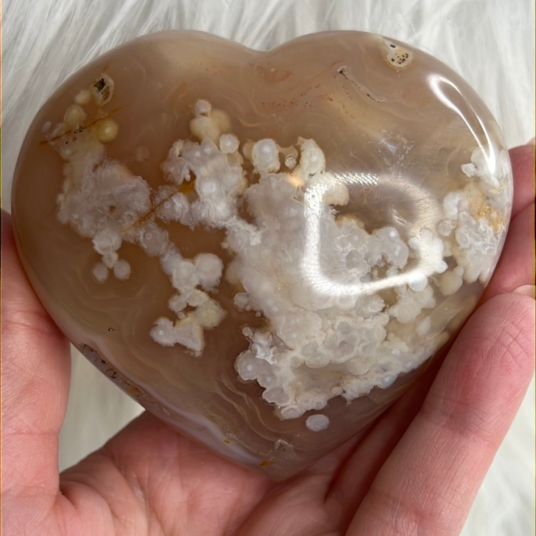 Flower Agate Heart (B72)