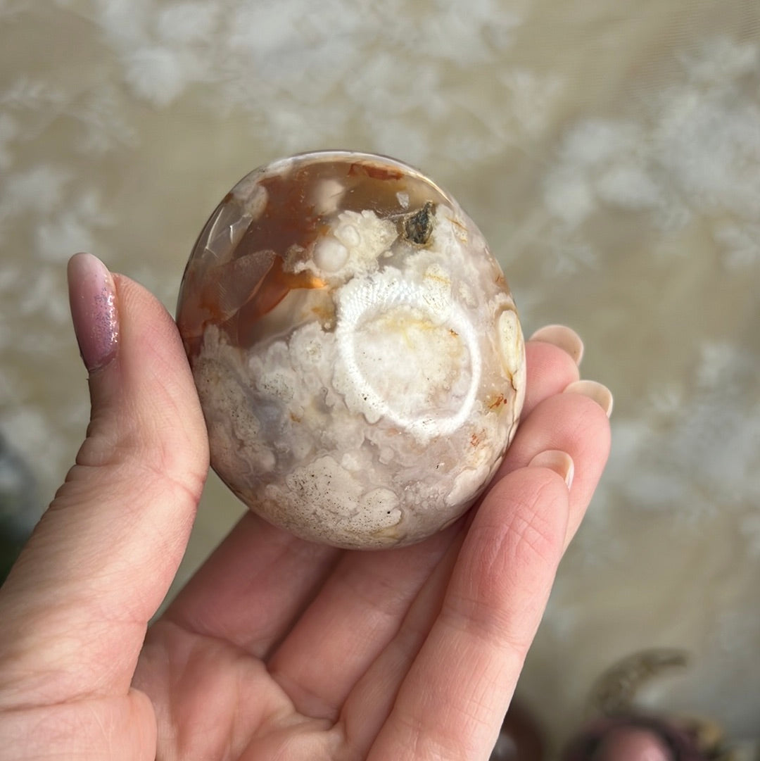 Flower Agate Palm Stone (D26)