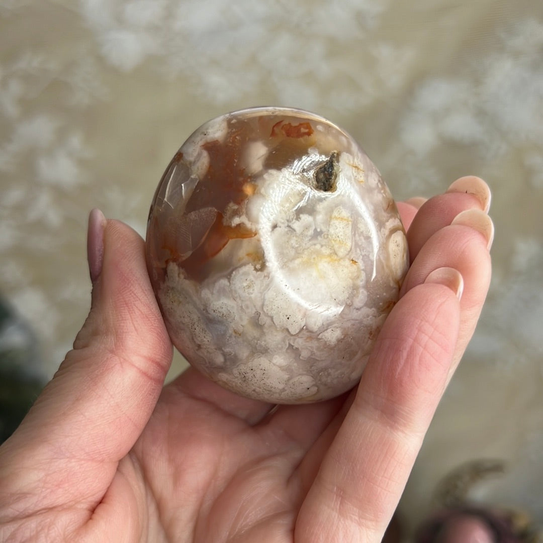 Flower Agate Palm Stone (D26)