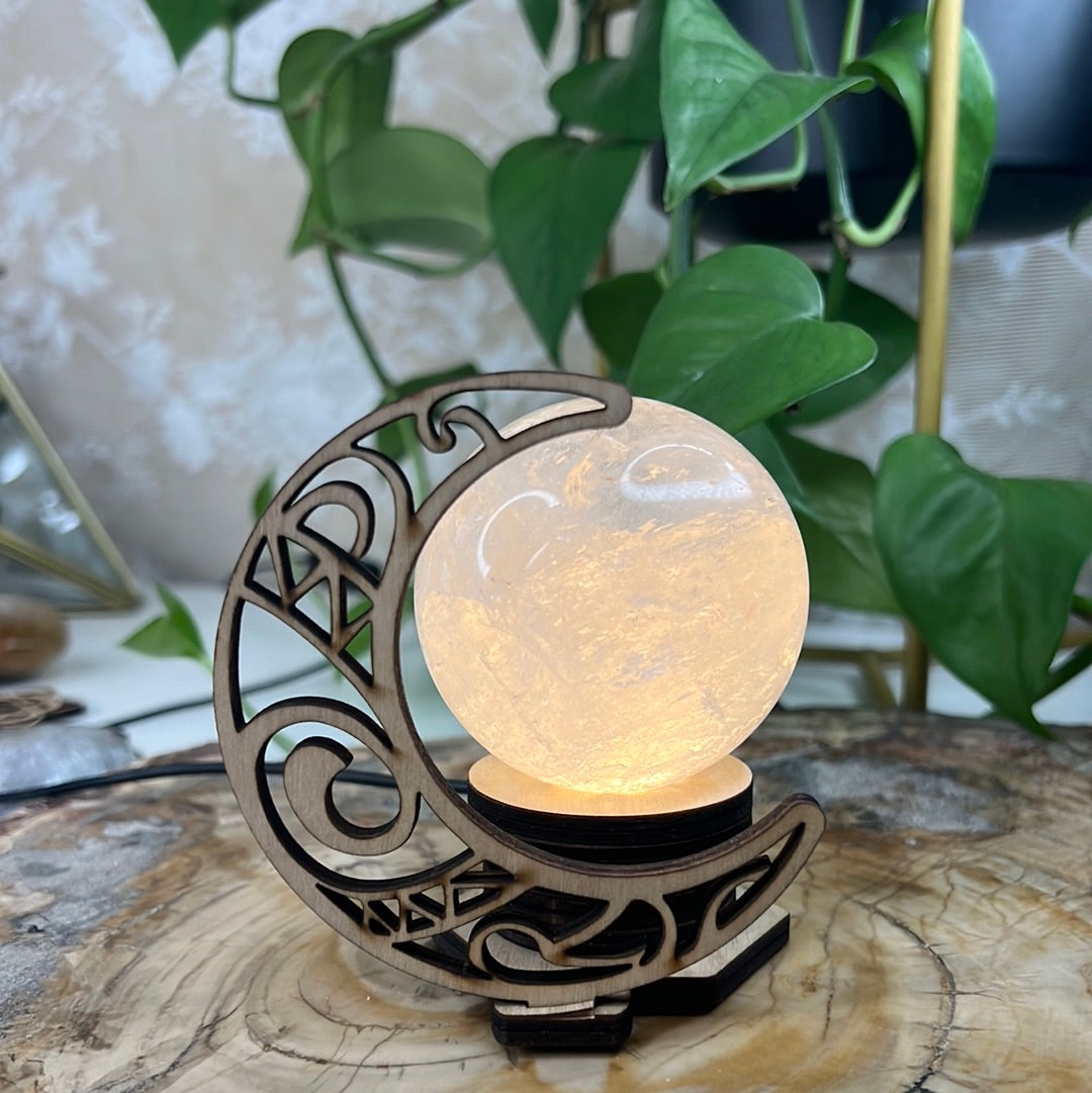 Crescent Moon Lighted Sphere Stand USB