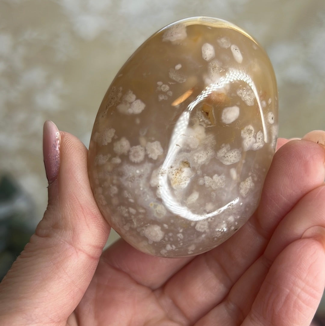 Flower Agate Palm Stone (C26)