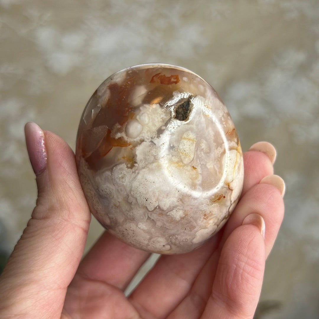 Flower Agate Palm Stone (D26)