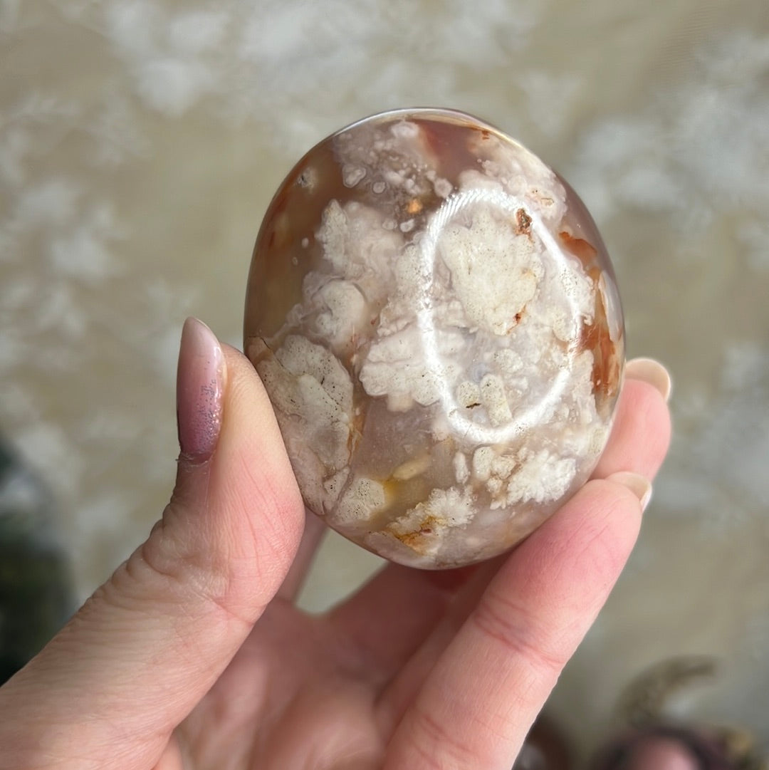 Flower Agate Palm Stone (D26)