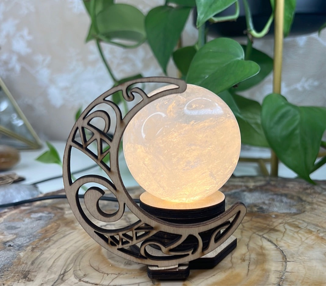 Crescent Moon Lighted Sphere Stand USB