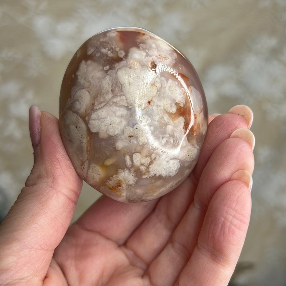Flower Agate Palm Stone (D26)