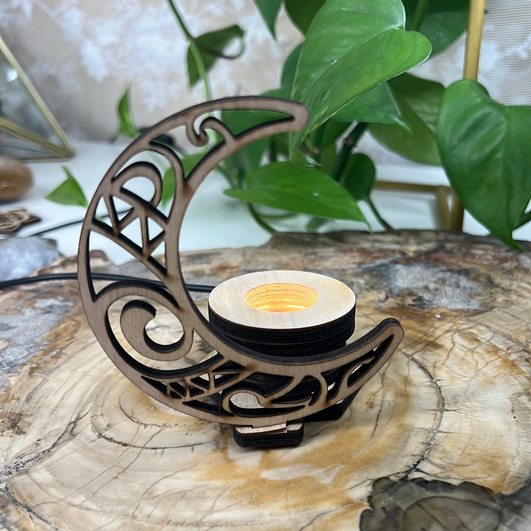 Crescent Moon Lighted Sphere Stand USB