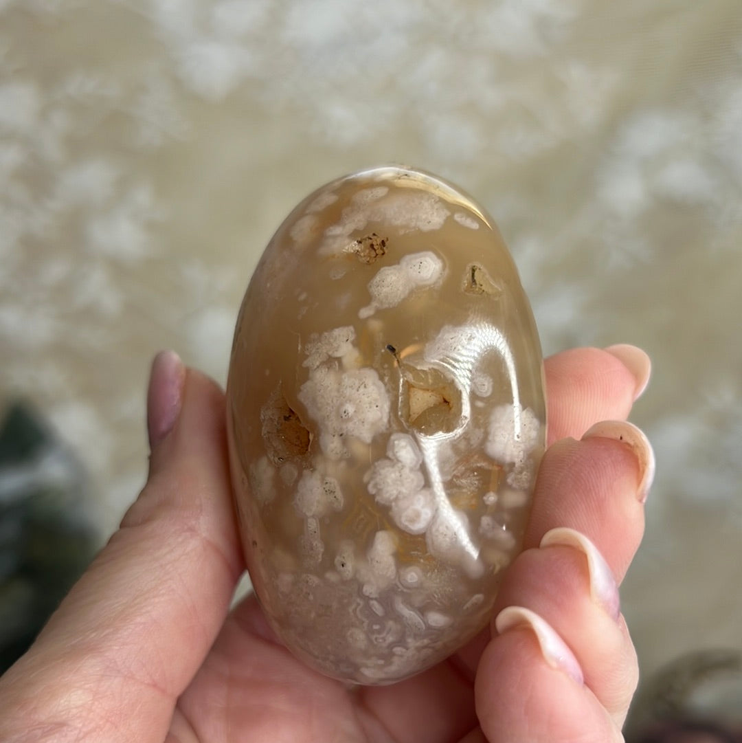 Flower Agate Palm Stone (C26)