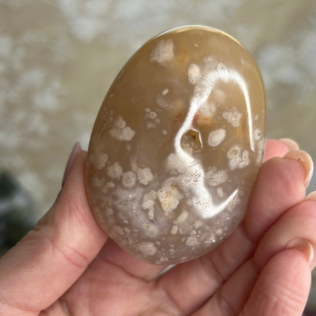 Flower Agate Palm Stone (C26)