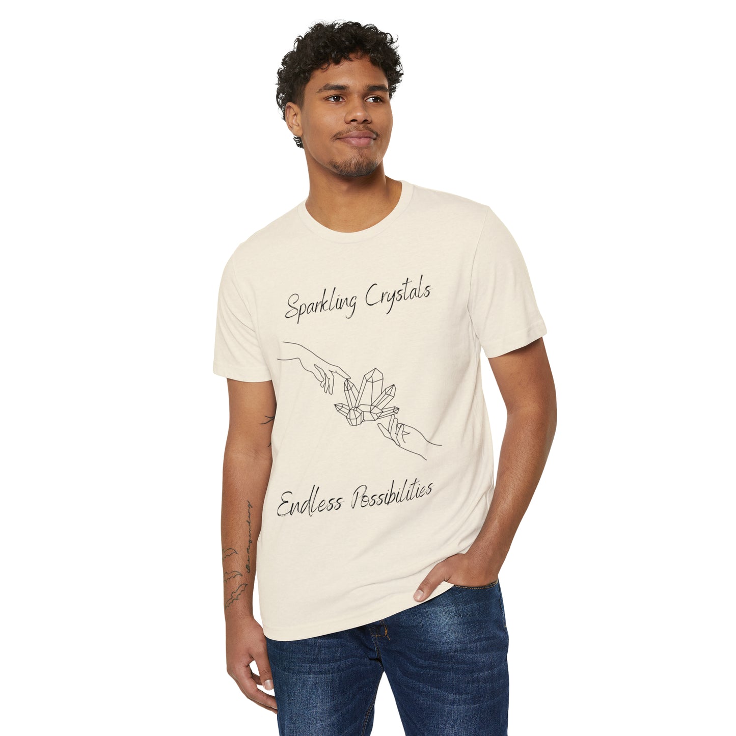 Sparkling Crystals, Endless Possibilities Unisex Recycled Organic T-Shirt