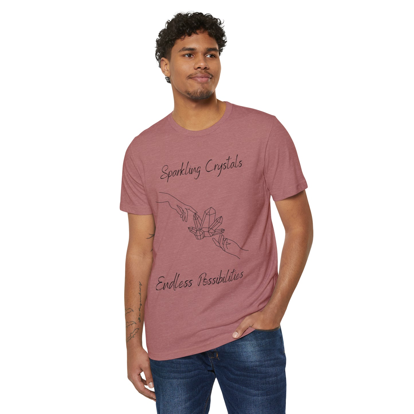 Sparkling Crystals, Endless Possibilities Unisex Recycled Organic T-Shirt