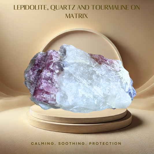 Lepidolite, Quartz, Tourmaline on Matrix (AA60)