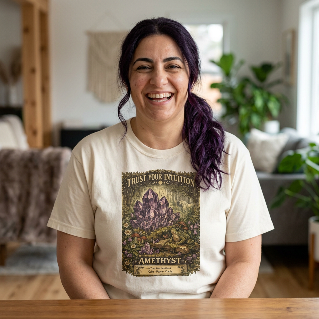 Amethyst Crystal Tee — "Trust Your Intuition" Spiritual 90's Women's Boxy T-Shirt