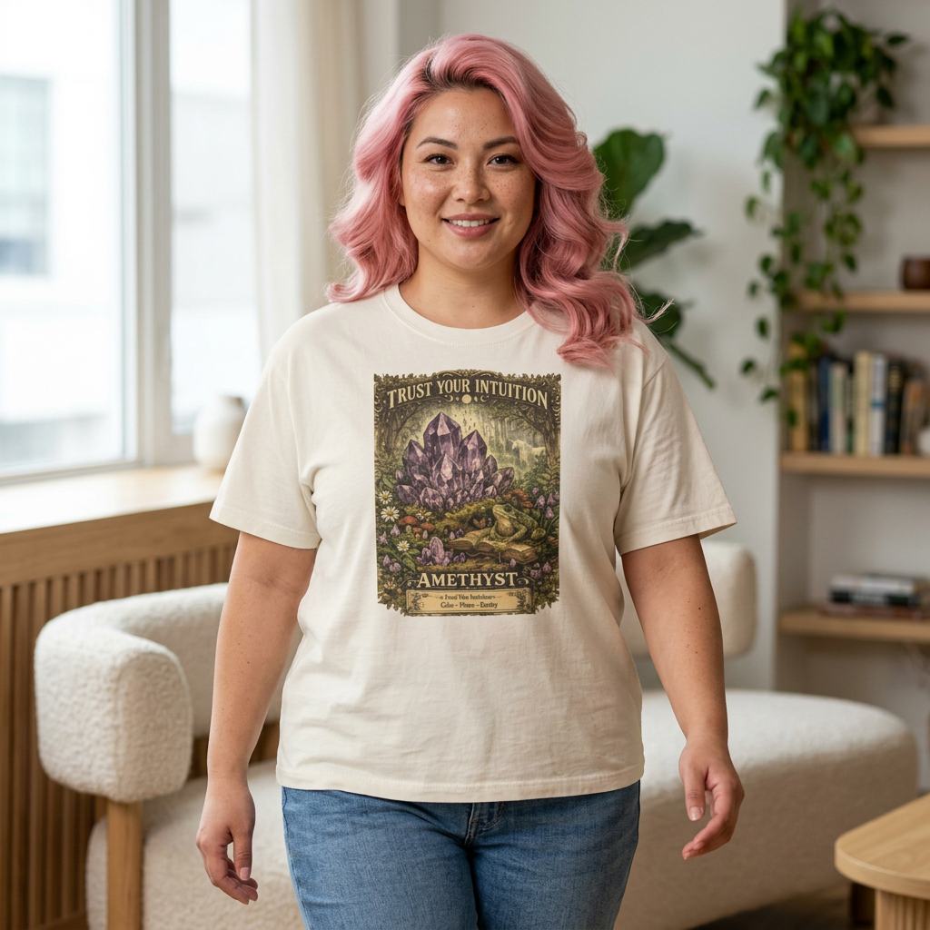 Amethyst Crystal Tee — "Trust Your Intuition" Spiritual 90's Women's Boxy T-Shirt