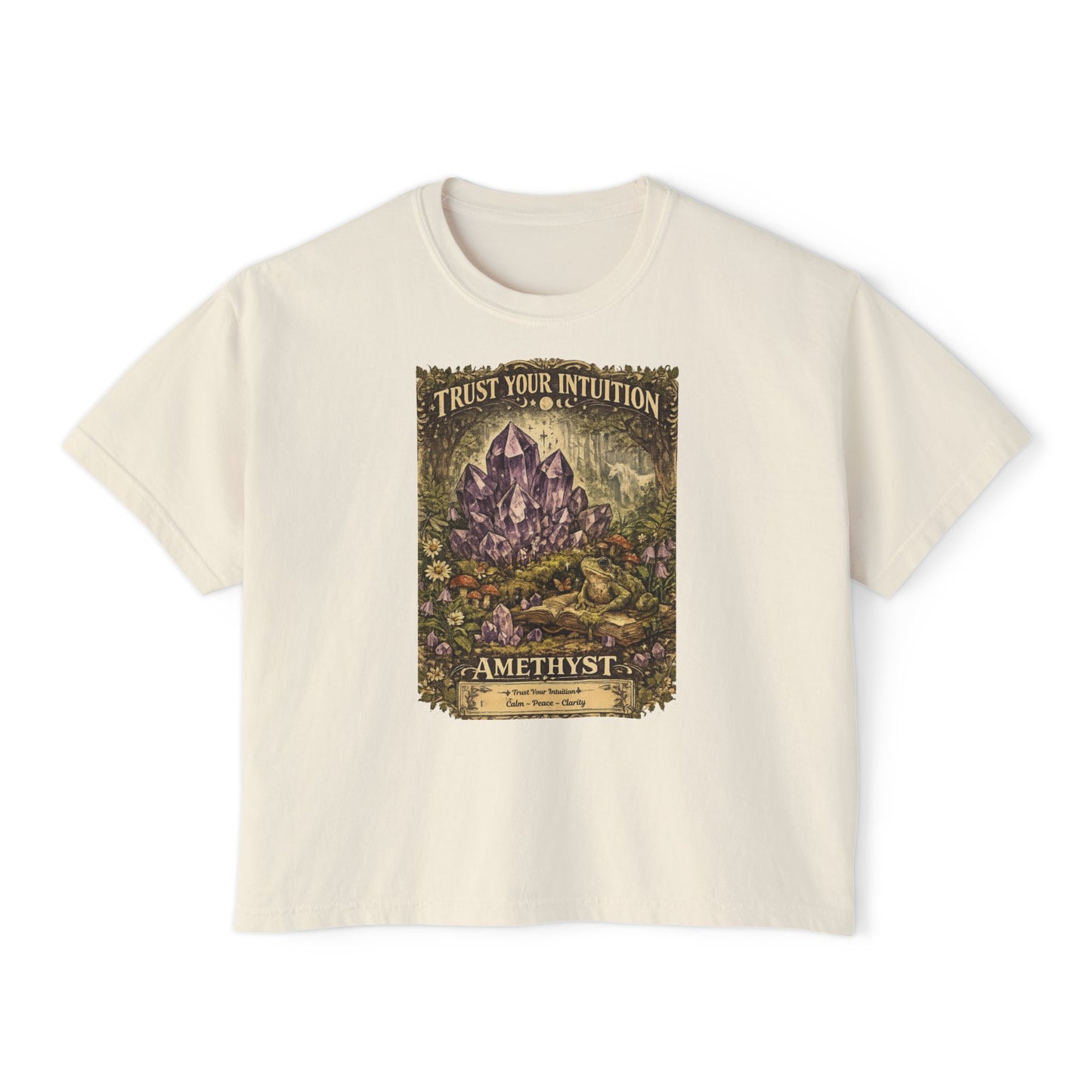 Amethyst Crystal Tee — "Trust Your Intuition" Spiritual 90's Women's Boxy T-Shirt