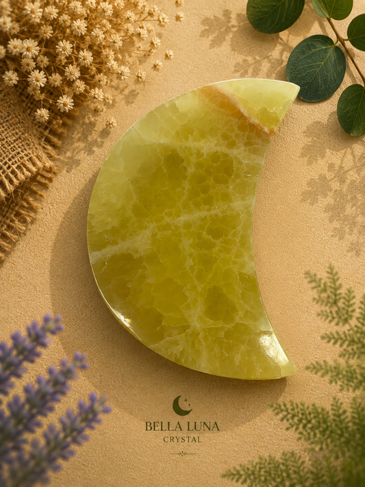 Lemon Calcite Crystal Moon (B40)