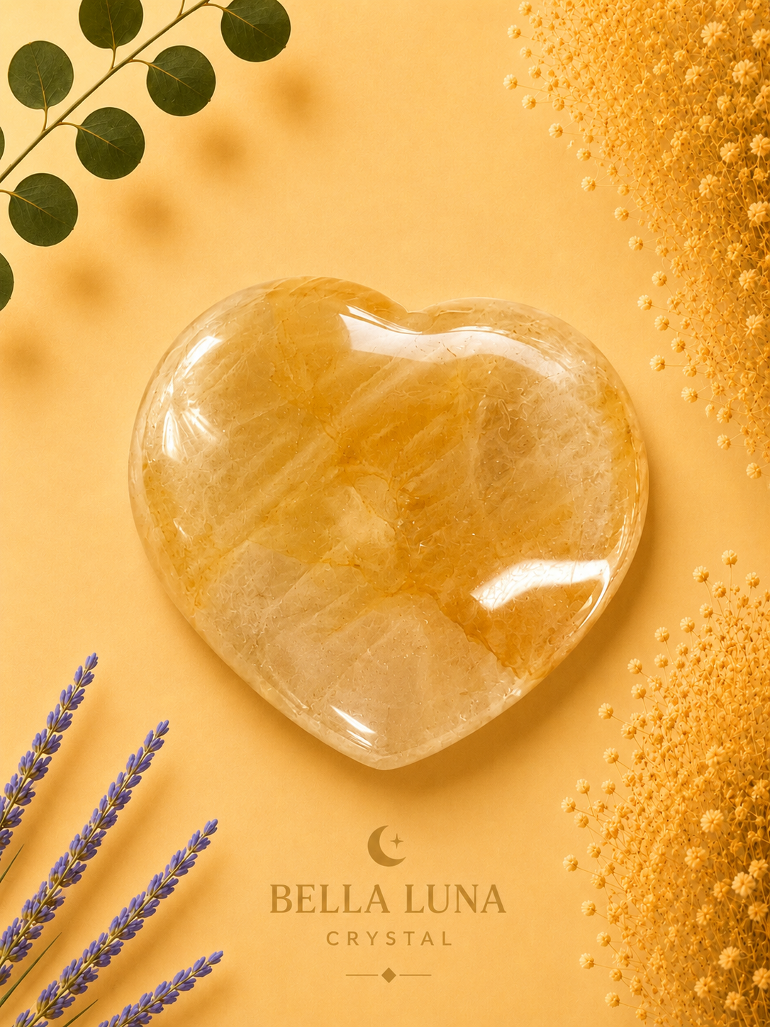 Golden Healer Quartz Heart | Crystal Heart | Brazil