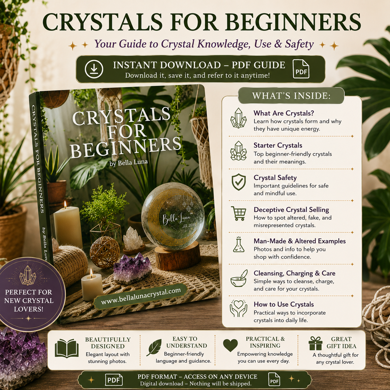 Crystals for Beginners PDF Guide | Crystal Meanings, Crystal Safety & Spiritual Starter Guide