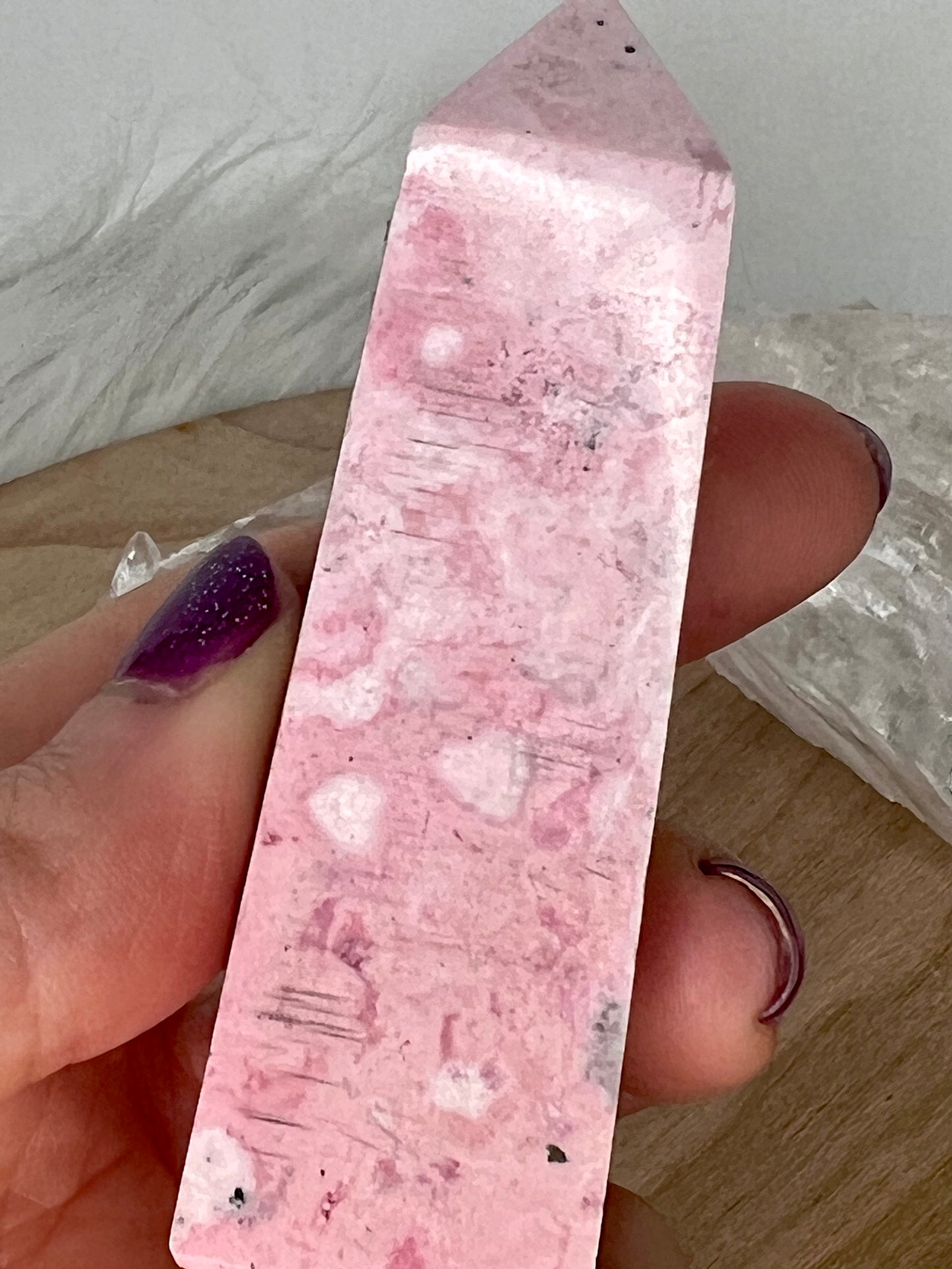 Rhodonite Obelisk (A35) Bubble Gum Pink