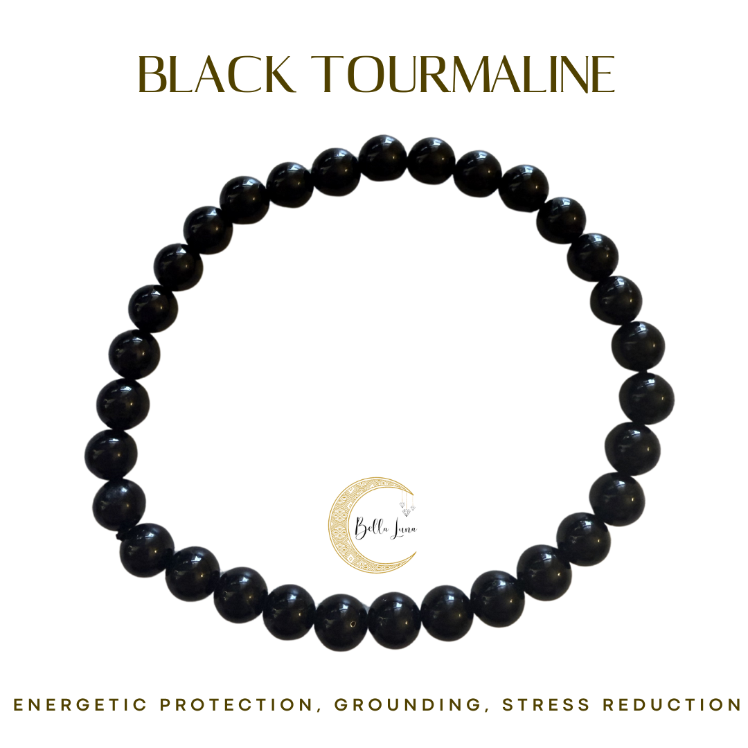 black tourmaline bracelet on white background