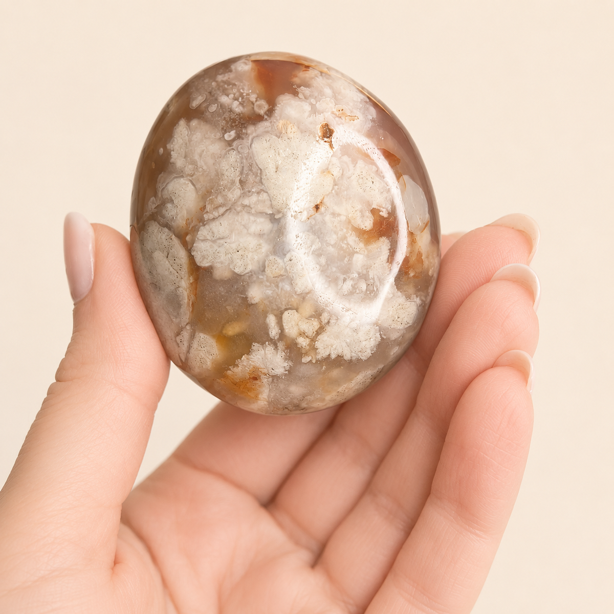 Flower Agate Palm Stone | Madagascar Chalcedony Crystal | D26
