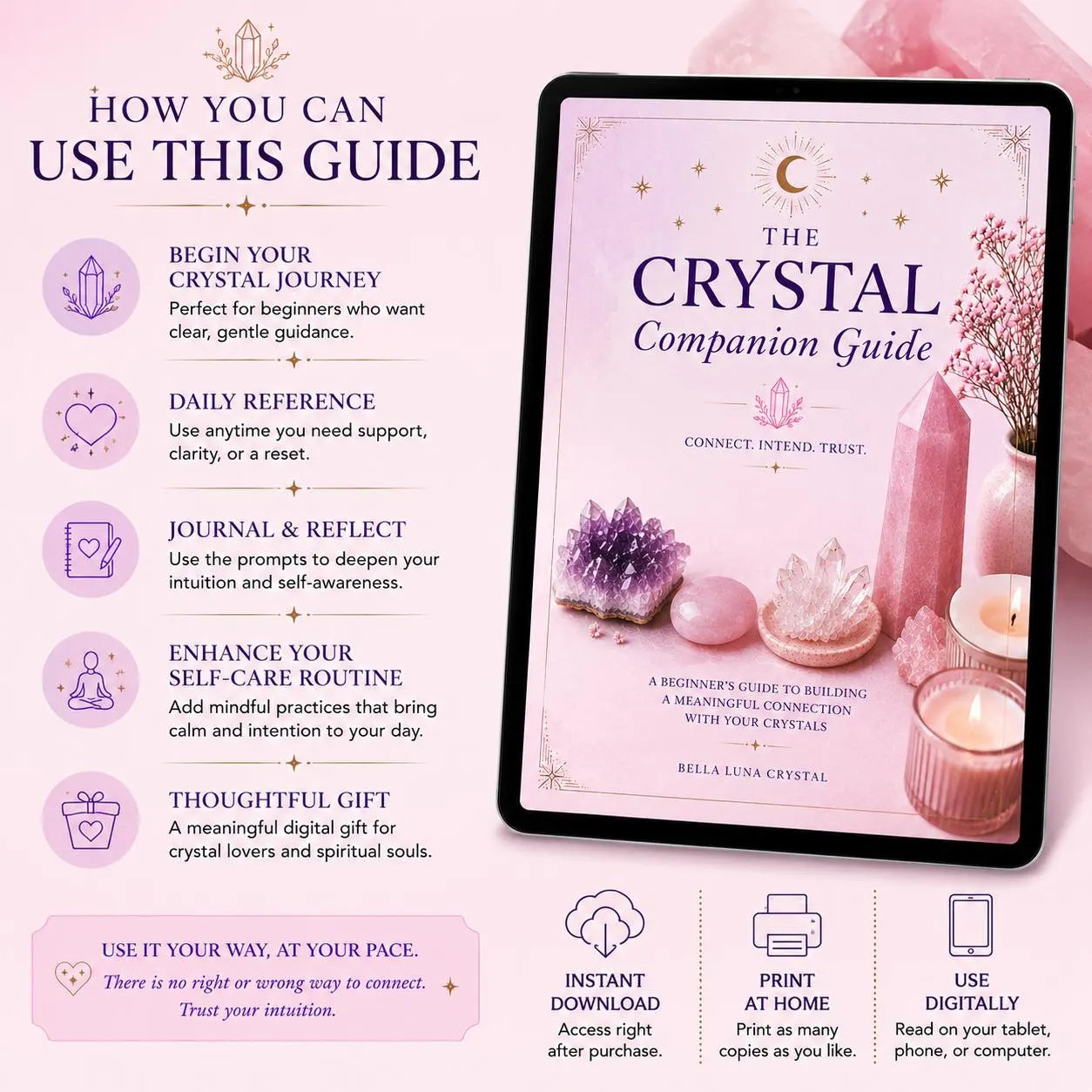 Crystal Companion Guide | Beginner Crystal Care, Intention Setting (Digital Download PDF)