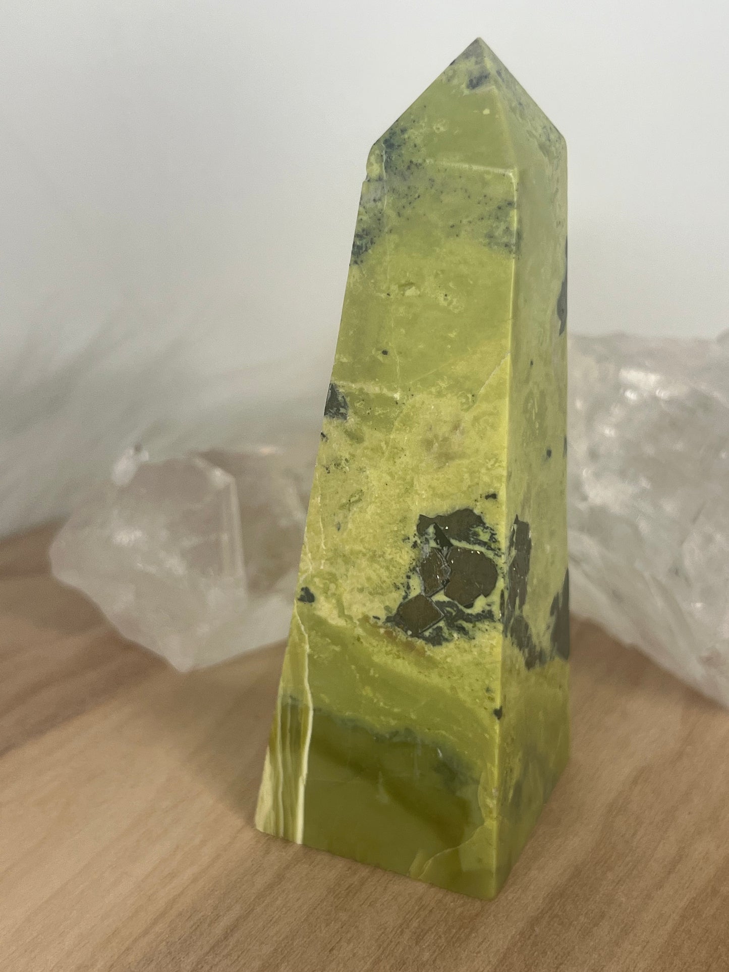 Serpentine with Pyrite Obelisk  (D30)