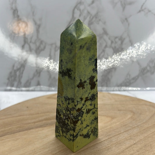 Serpentine with Pyrite Obelisk  (DD25)