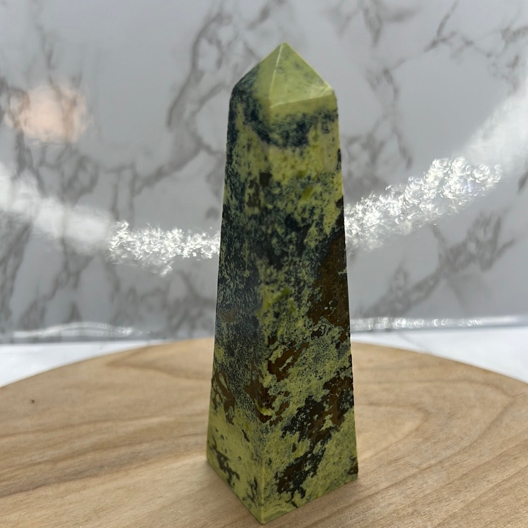 Serpentine with Pyrite Obelisk  (EE28)