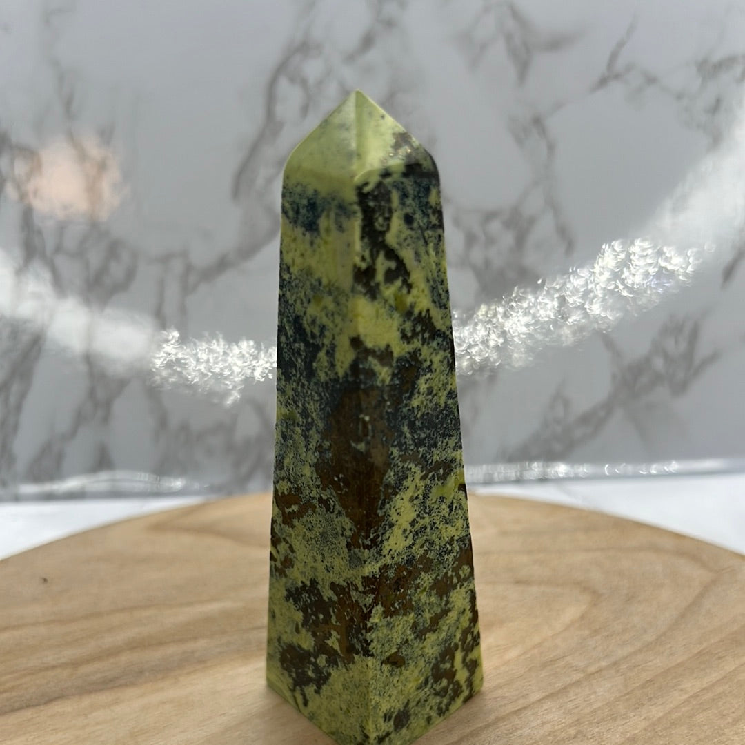 Serpentine with Pyrite Obelisk  (EE28)