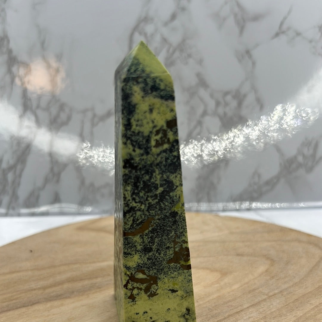 Serpentine with Pyrite Obelisk  (EE28)