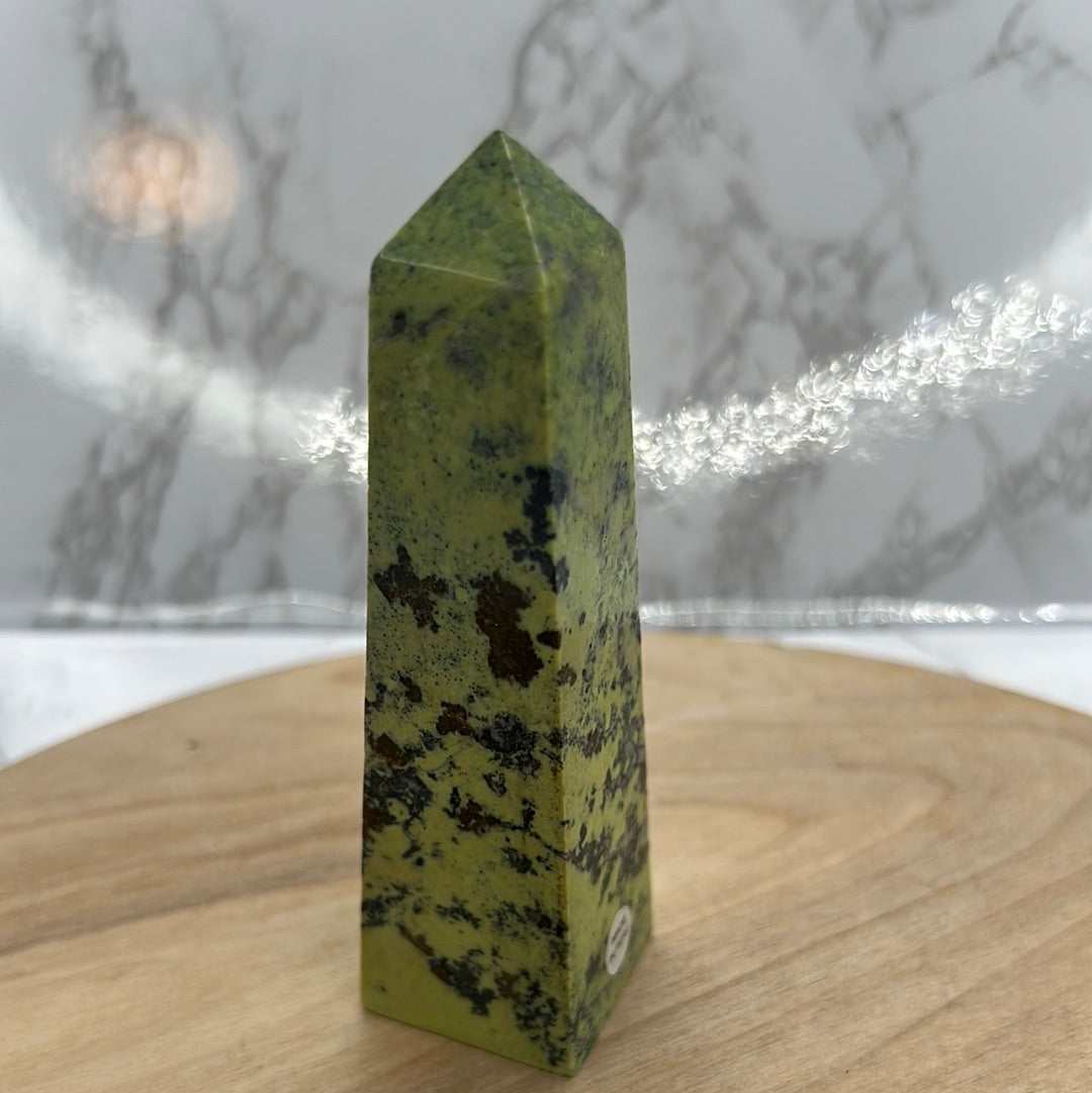 Serpentine with Pyrite Obelisk  (DD25)