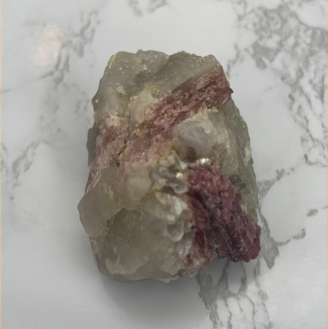 Lepidolite, Quartz, Tourmaline on Matrix (a75)