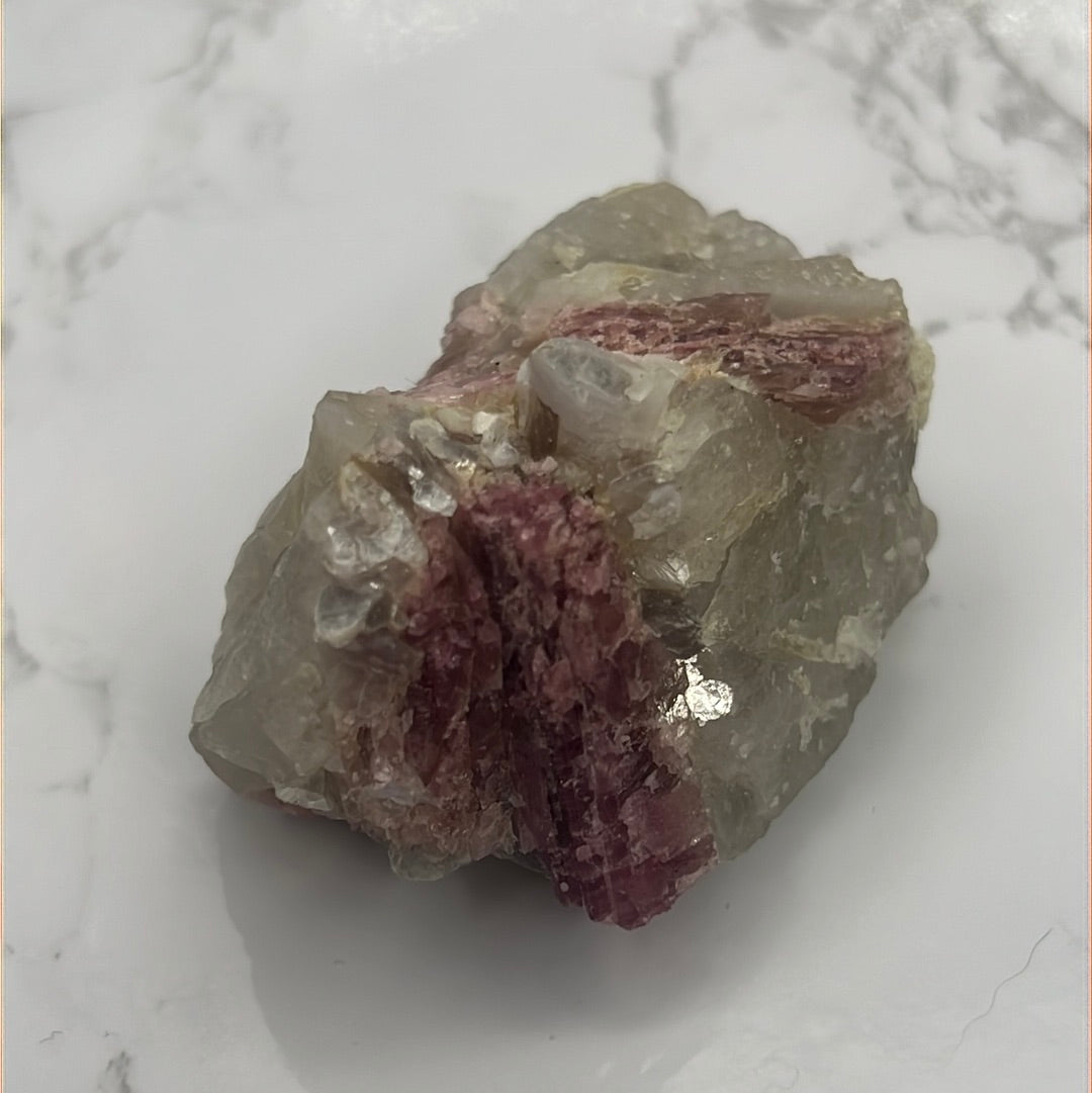 Lepidolite, Quartz, Tourmaline on Matrix (a75)