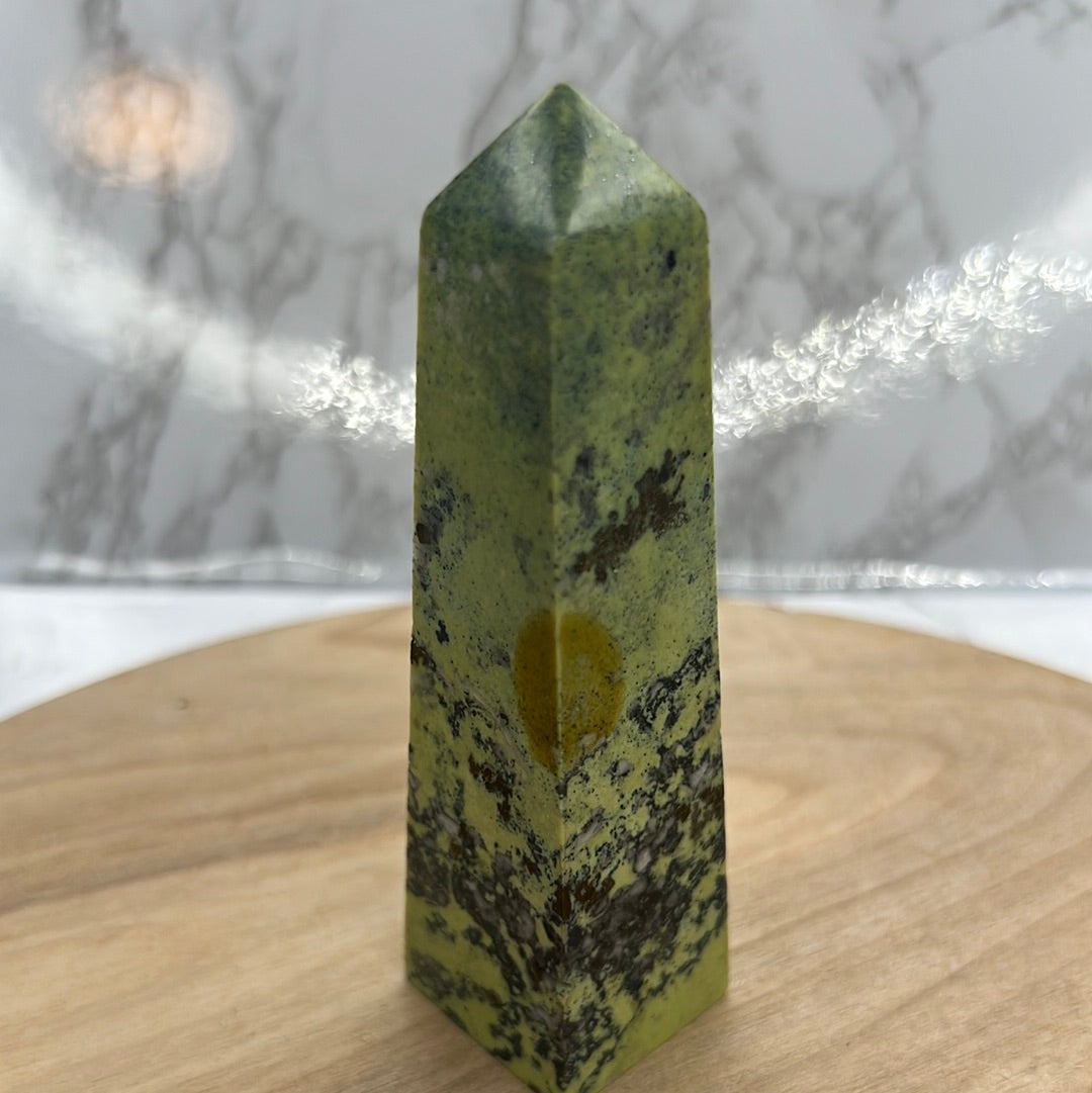 Serpentine with Pyrite Obelisk  (DD25)