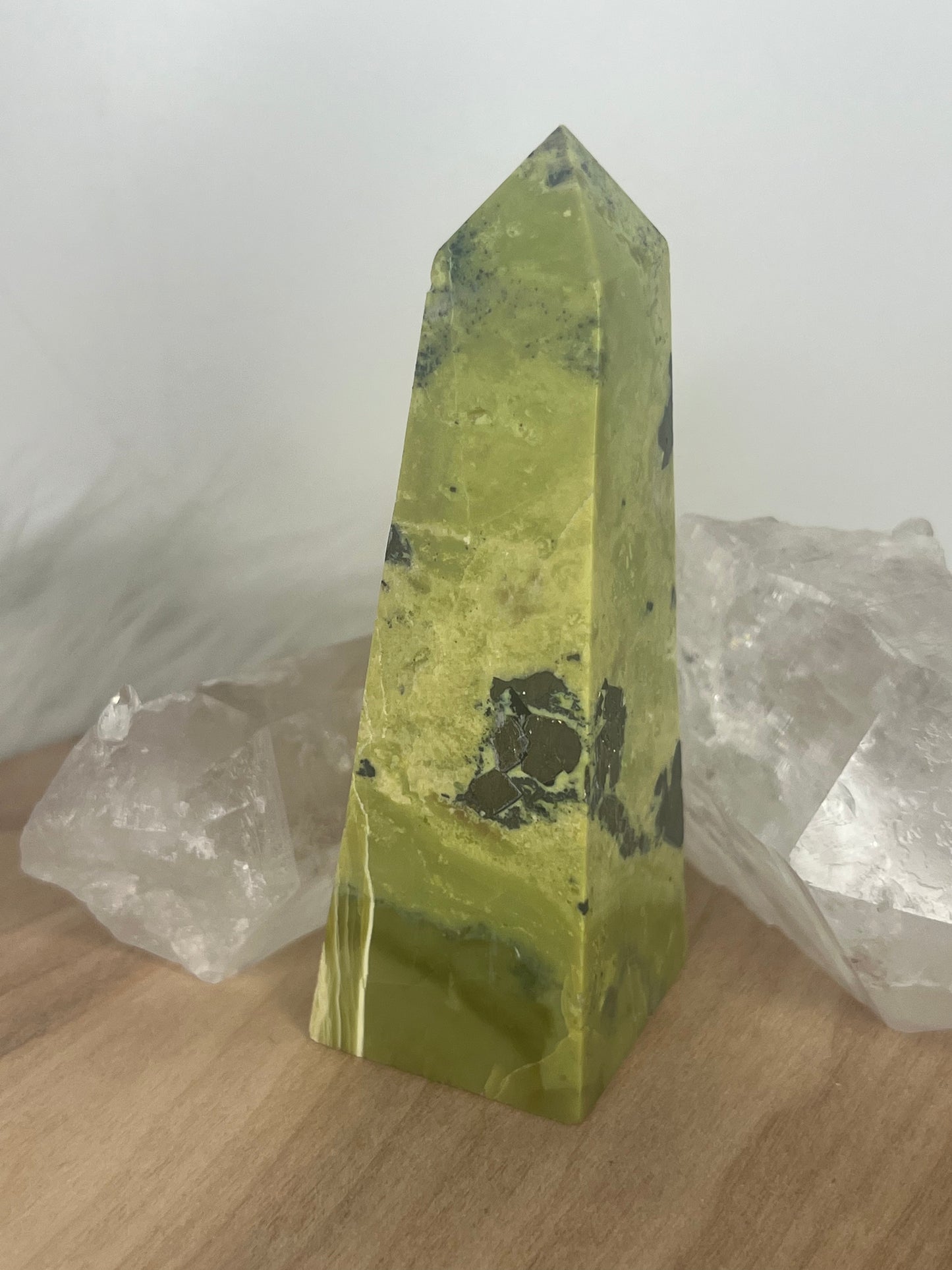 Serpentine with Pyrite Obelisk  (D30)