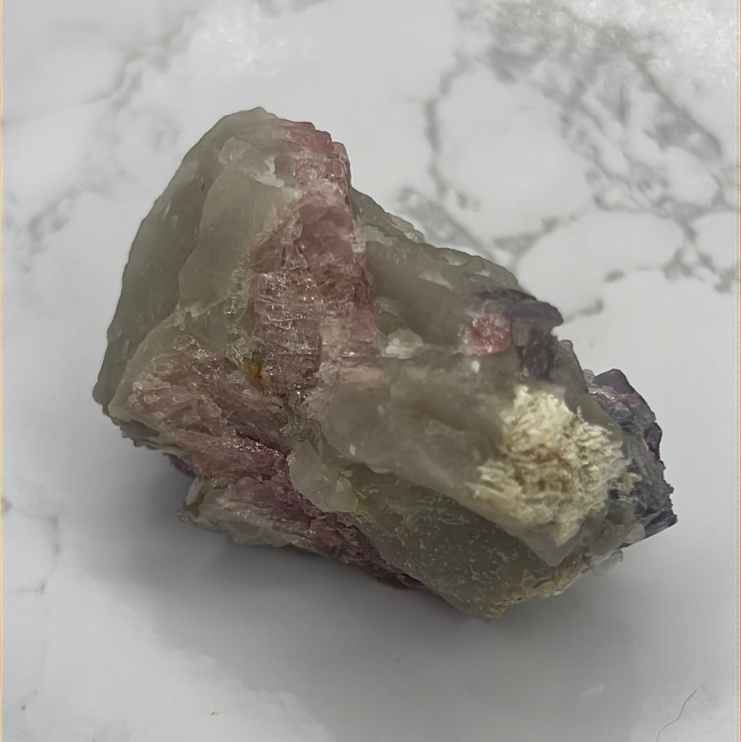 Lepidolite, Quartz, Tourmaline on Matrix (a75)