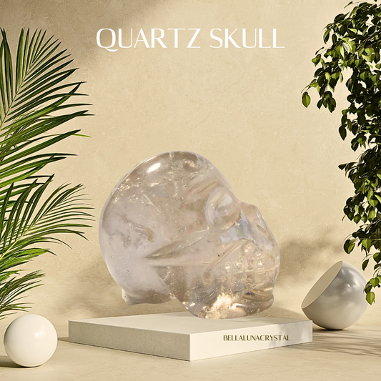 Light Smoky Quartz Crystal Skull | Natural Quartz Carving | Brazil | E40