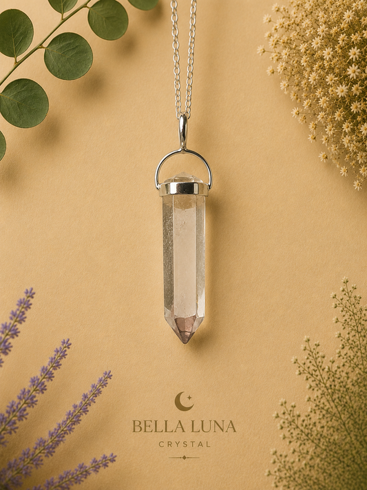 Lithium Included Quartz Pendant | Sterling Silver Quartz Necklace | Brazil | DD38