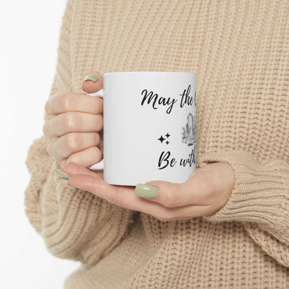 Quartz Crystal Themed Ceramic Mug 11oz "May The Quartz Be With You"